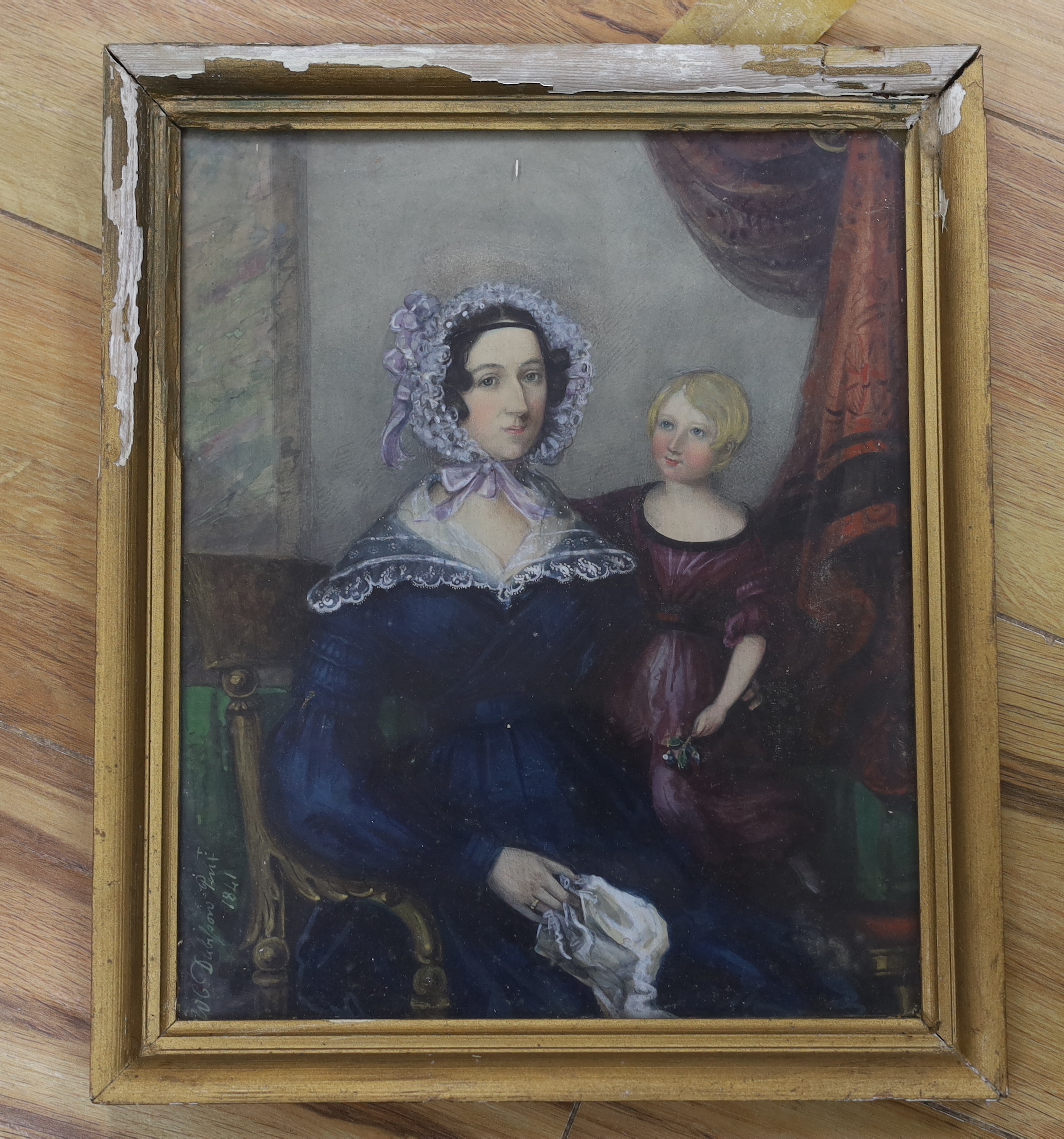 W. C. Dobson, 19th century watercolour, Mother and child in an interior, signed and dated 1841, 30cm x 24cm
